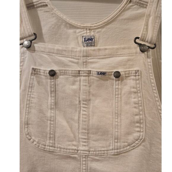 Lee Workwear Bib Overall Coverall Denim Dress Pockets White Womens 2XL - Picture 4 of 10